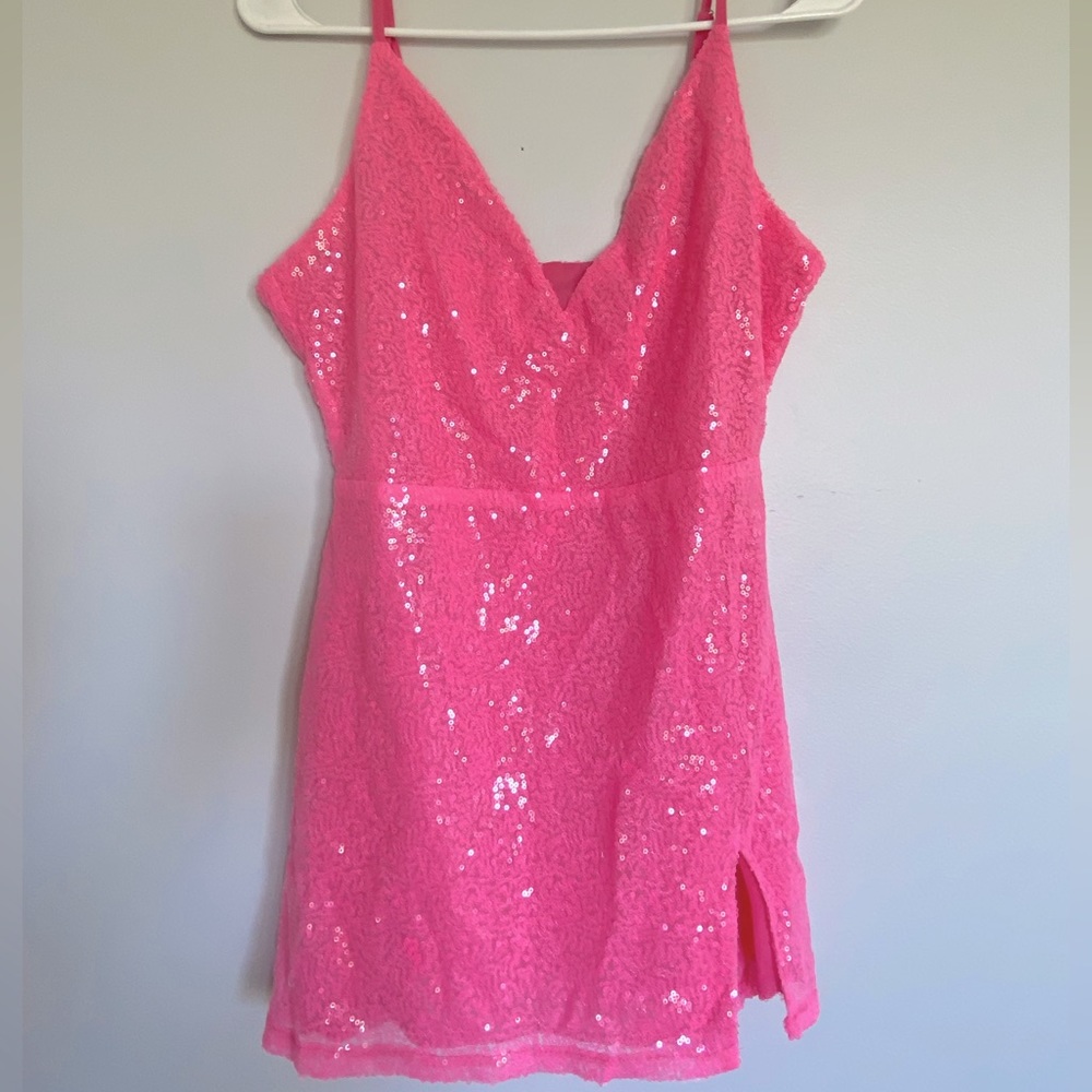 pink sequin mini dress